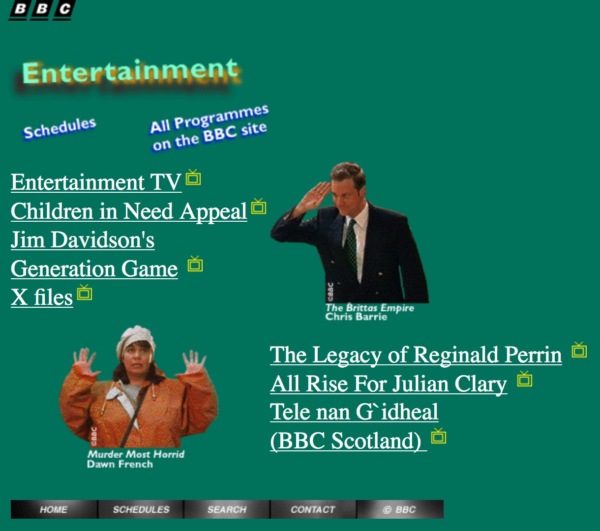 BBC.co.uk entertainment homepage (1997)